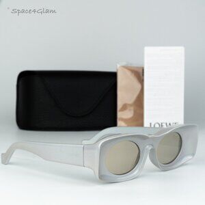 Loewe Women Sunglasses Grey Gold Mirror Rectangle LW40033I 24C NEW AUTHENTIC